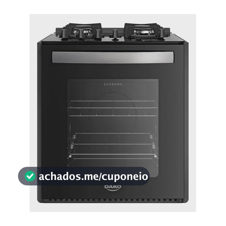 Fogão 4 Bocas de Embutir Dako Supreme Preto com Mesa de Vidro e Mega Chama Bivolt