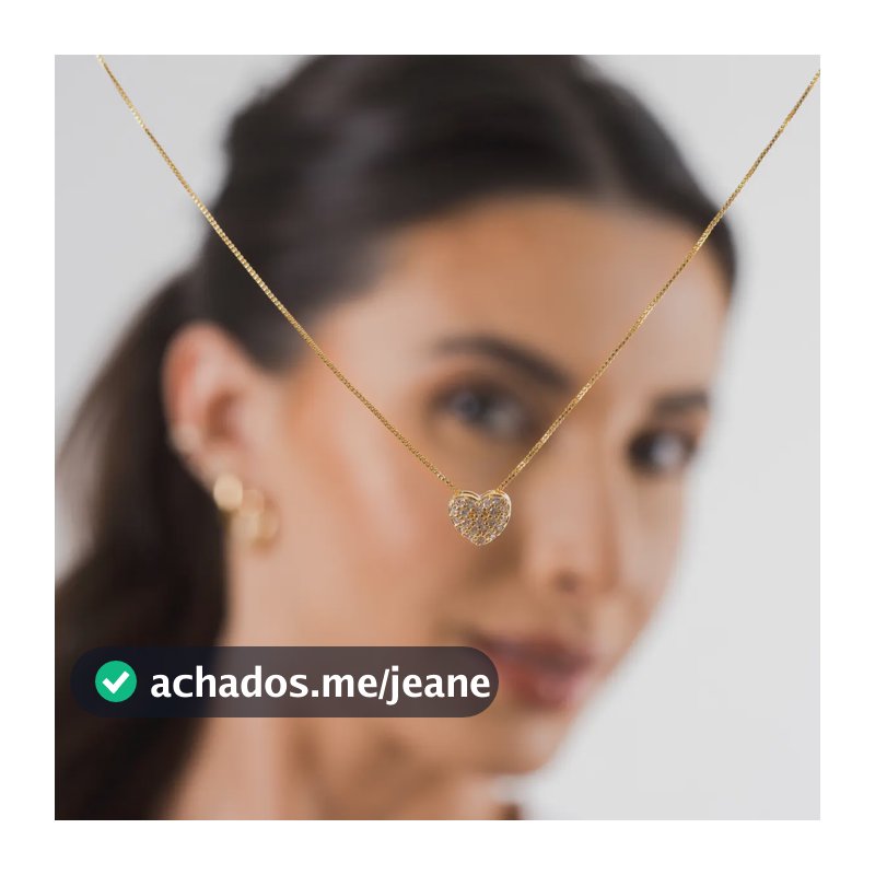 Colar Coração Cravejado Com Zircônias Delicado Dourado