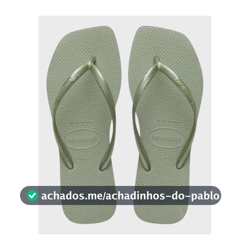 Chinelo Havaianas Slim Square Sandália Feminina Quadrada Smoke Green 33-34 Br