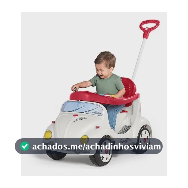 Carrinho De Passeio Empurrar Fusca Branco Calesita Pedal