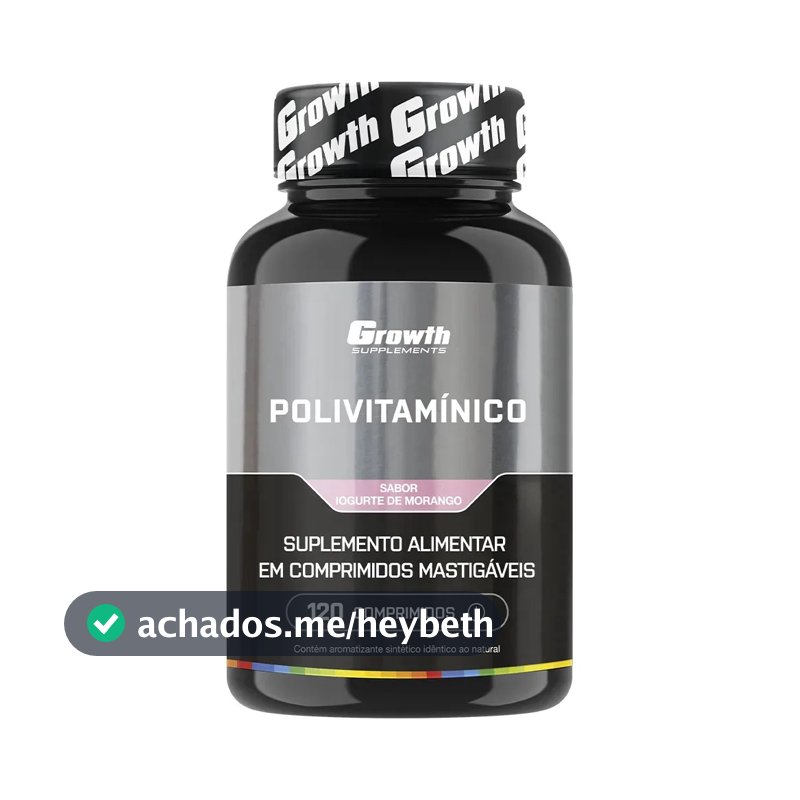 Polivitaminico Mastigável 120un. Growth Supplements - Sabor Morango