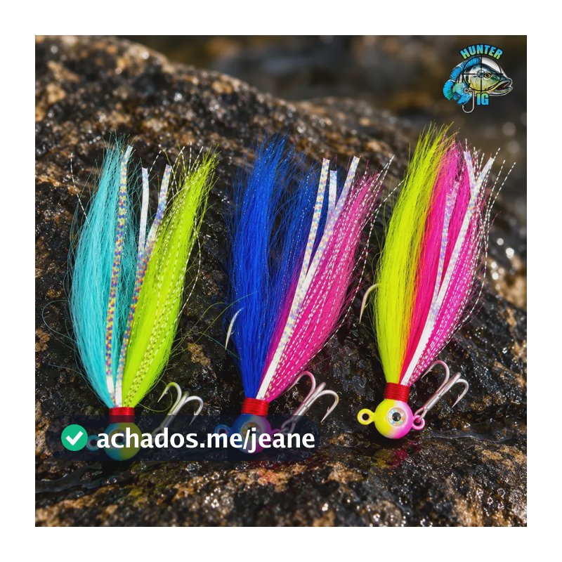 Kit 3 Isca Artificial Jig Bolinha 15g C/ Garateia Hunter Jig Variada