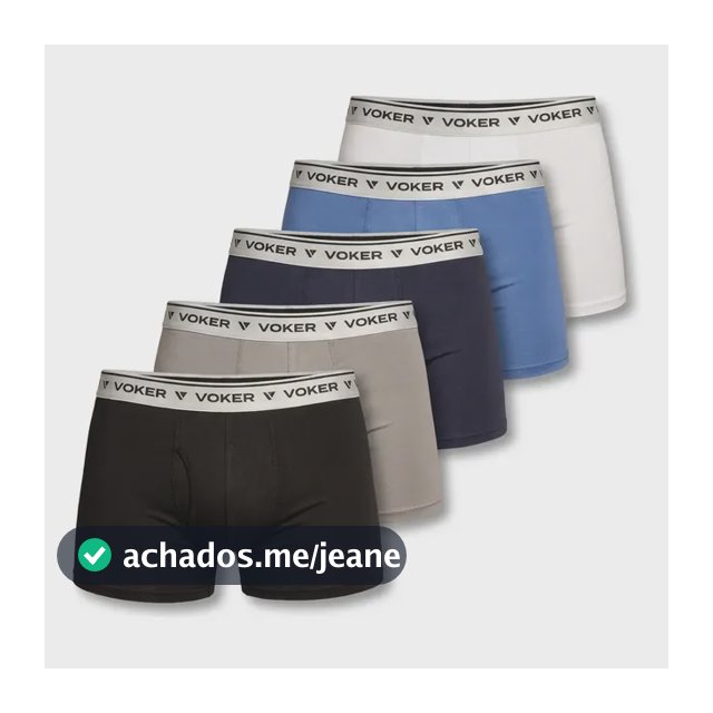 Kit 5 Cuecas Box Boxer Voker Lycra Atacado Só Lisas