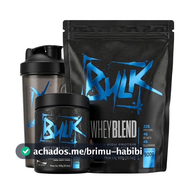 Kit Whey Protein 900g + Creatina 300g + Shaker Sabor Chocolate