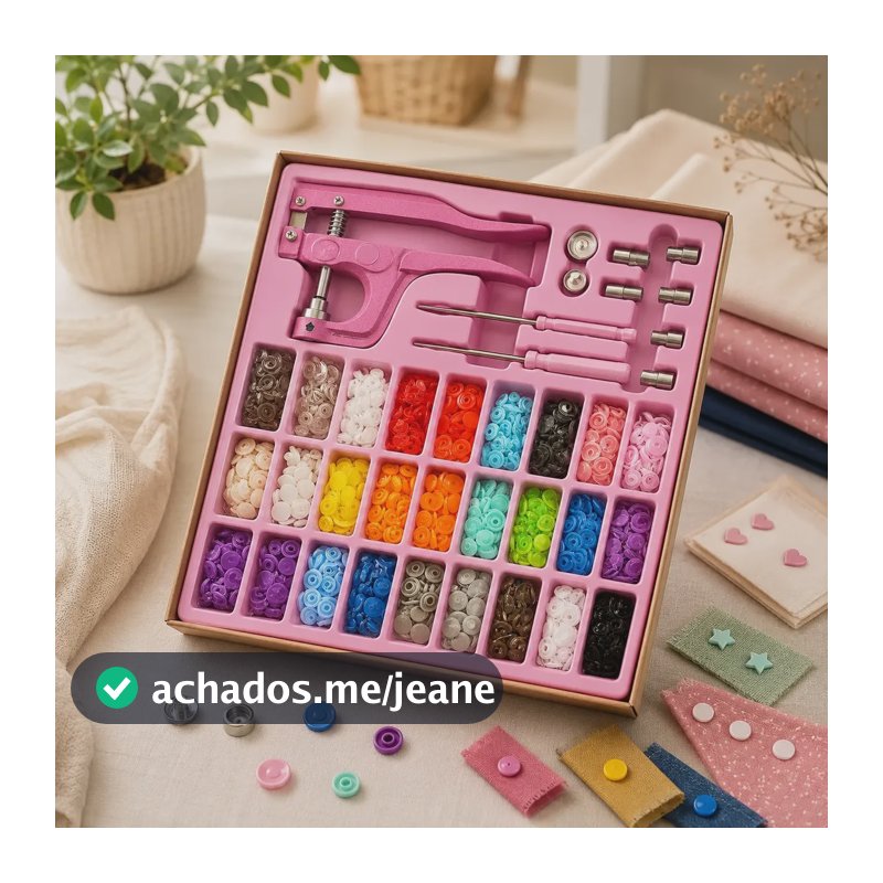Alicate 3 Em 1 Pregar Botão Pressão Ritas Ilhós Matriz Rosa