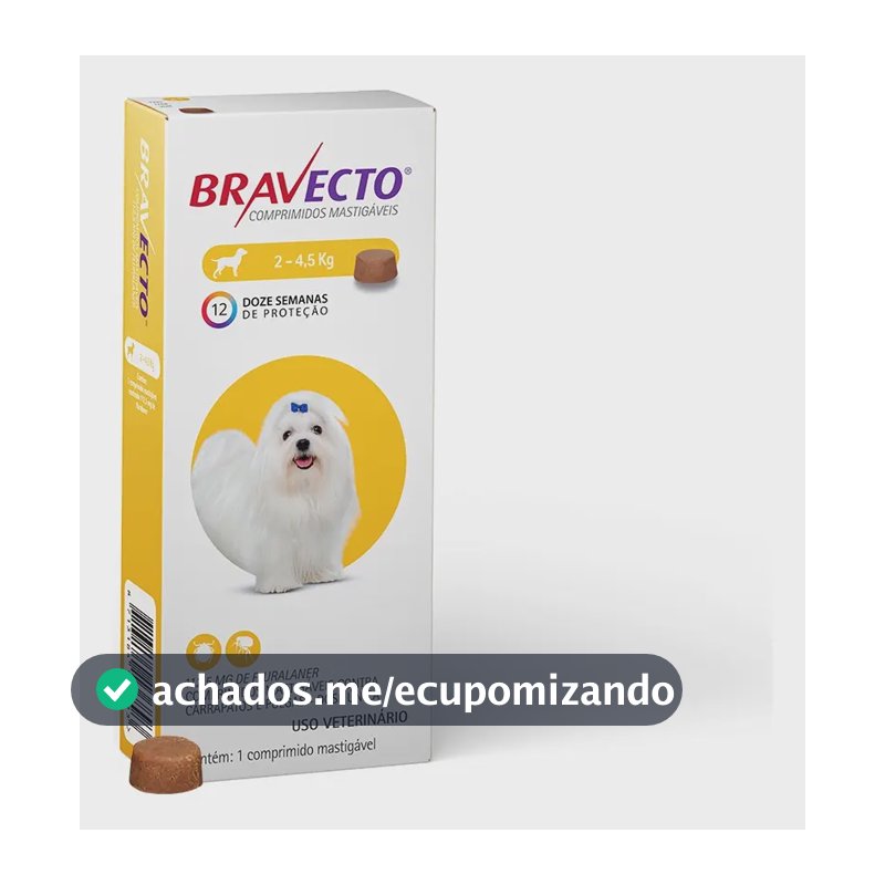 Bravecto Antipulgas E Carrapatos 2 A 4,5kg Msd Marrom-claro 12 semanas