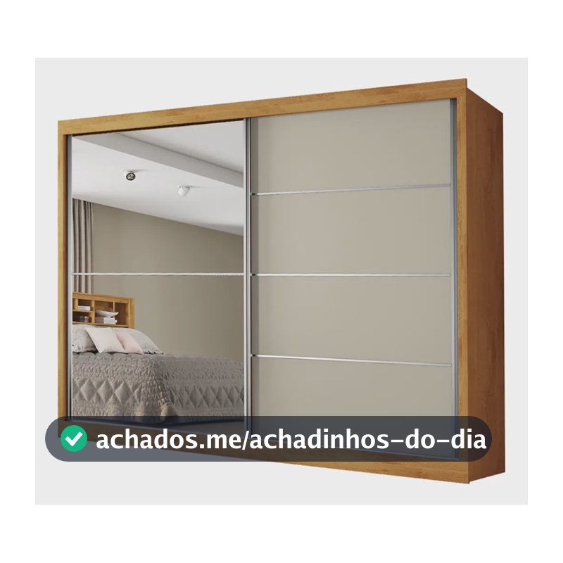 Guarda Roupas Casal 2 Portas Com Espelho 4 Gavetas Austria Madeirado Off White