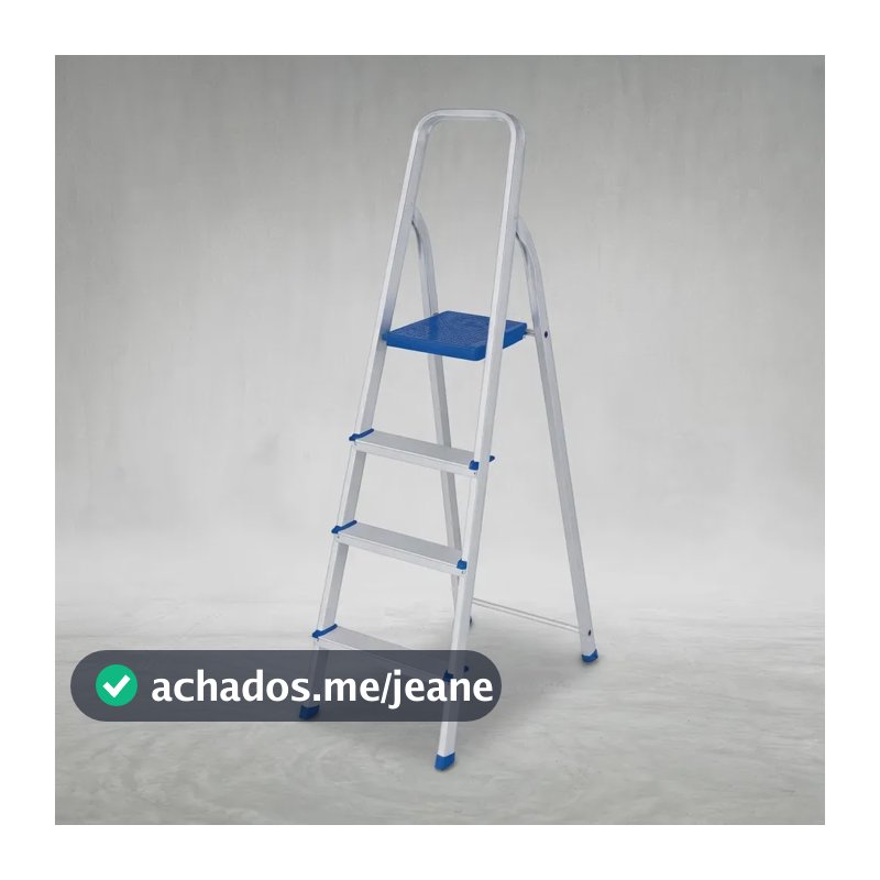 Escada Alumínio 4 Degraus MOR Prateado/Azul