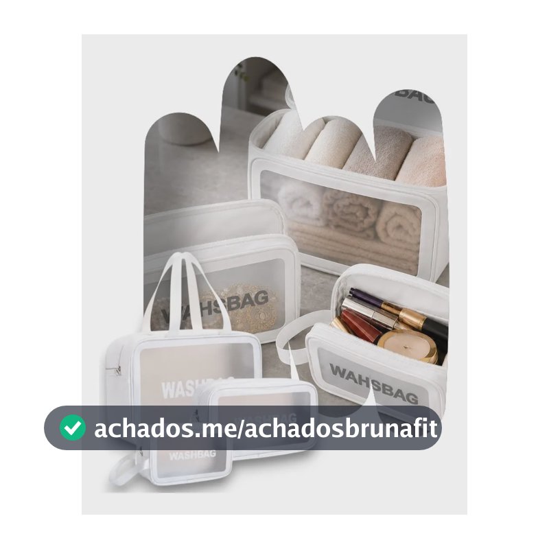 Kit 3 Necessaire Washbag Impermeável Organizador Maquiagem Branco Lisa