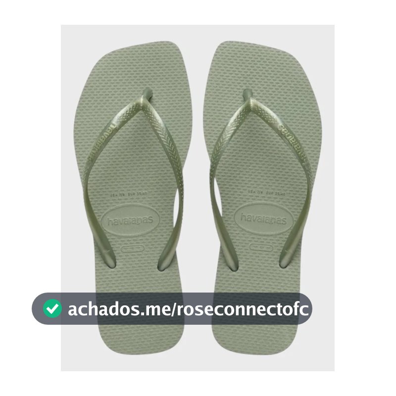 Chinelo Havaianas Slim Square Sandália Feminina Quadrada Smoke Green 37-38 Br
