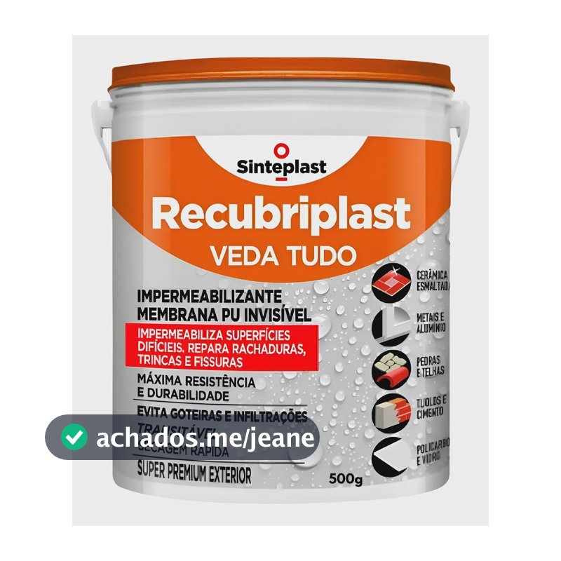 Selante Impermeabilizante PU Incolor Sinteplast Recubriplast Veda Tudo para 500g