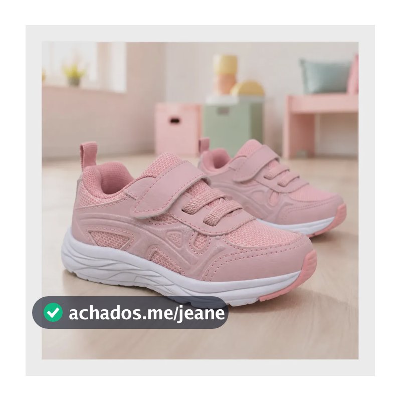 Tenis Menina Escolar Casual Esportivo Velcro  Gliter Rosa Rosa 32