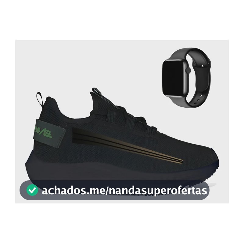 Tênis Masculino Treino Academia Caminhada + Relógio Digital Preto/dourado 42