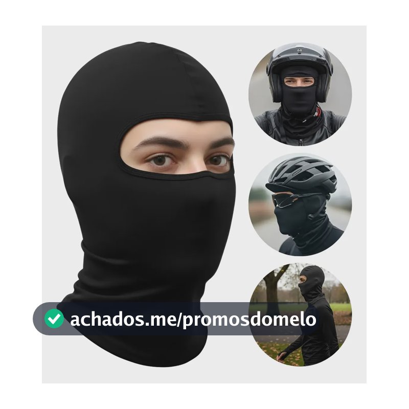 Touca Balaclava Premium Luxo Unissex Preto Proteção Uv50+ Preto Liso Único