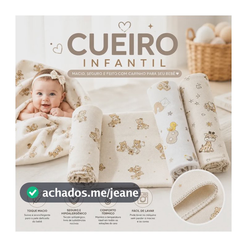 Kit 3 Cueiro Bebe 100% Algodão Enxoval 80x50 Flanelado Manta Neutro