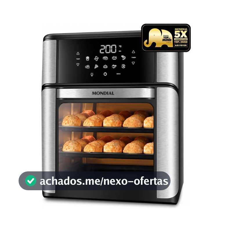 Fritadeira Air Fryer Forno Oven 12L, Mondial, 2000W - AFON-12L-BI