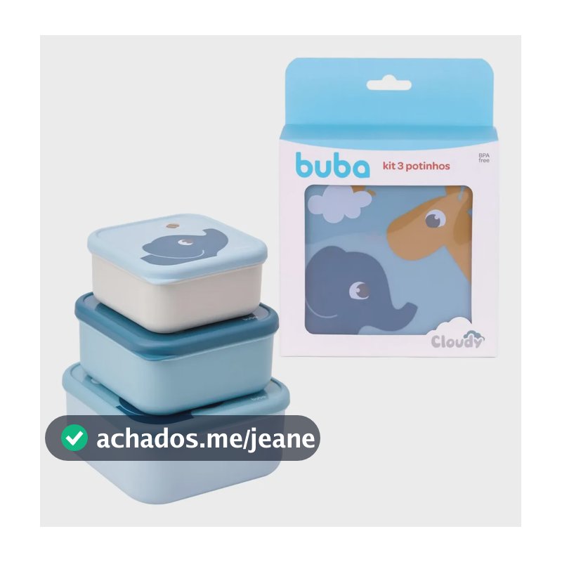Kit 3 Potinhos Com Tampa Cloudy Azul 21761 - Buba