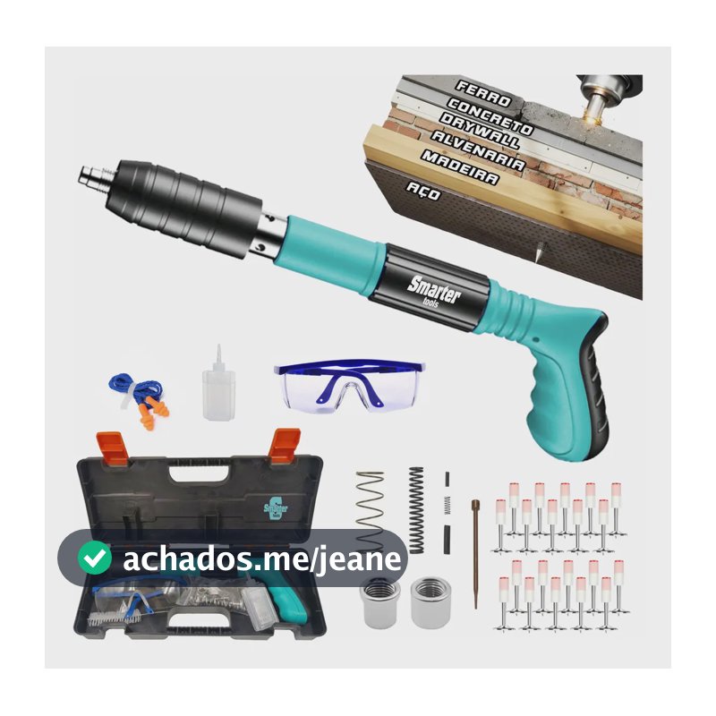Pistola Fixação Finca Pino Ação Direta Pregos Epi Maleta Pinador Pregador Grampeador Rebitador De Prego Pressão Manual Ferramenta Para Drywal Gesso Concreto Aço Parede Forro PVC Grampo Smarter Tools