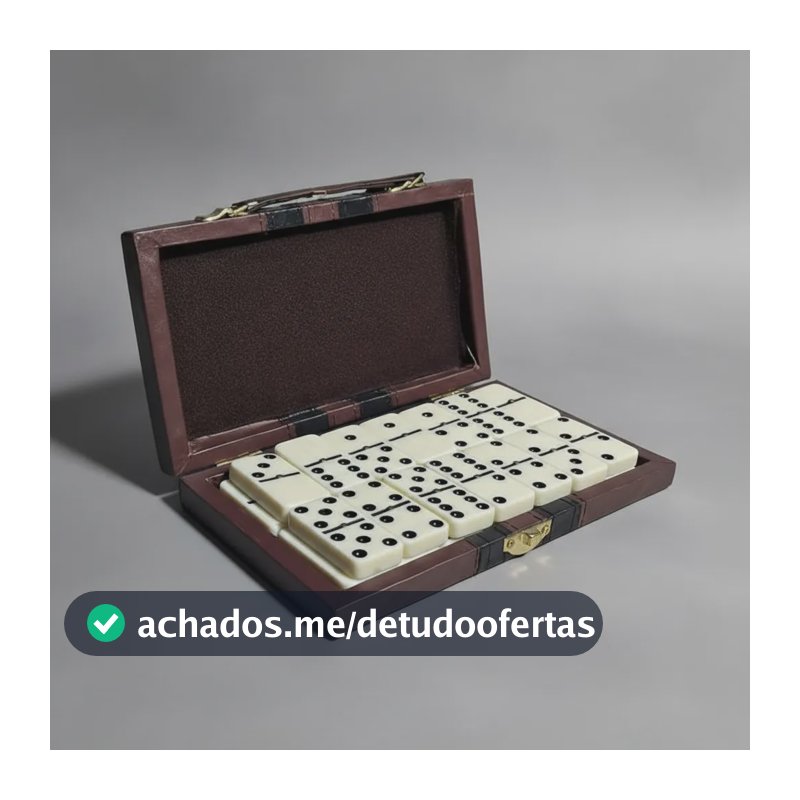 Dominó Profissional Osso Pedra Grossa 28 Peças Maleta Luxo Divertido 10 Milímitros de Couro