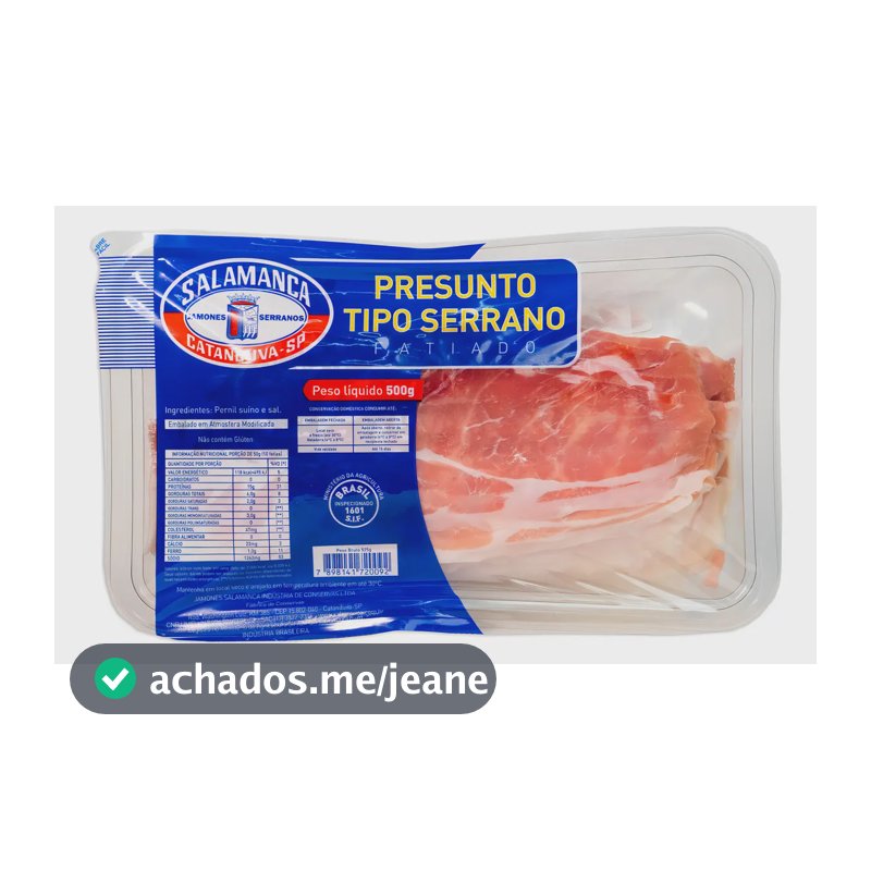 Presunto Cru Jamón Serrano 12 Meses Fatiado e Interfolhado - Salamanca 500g