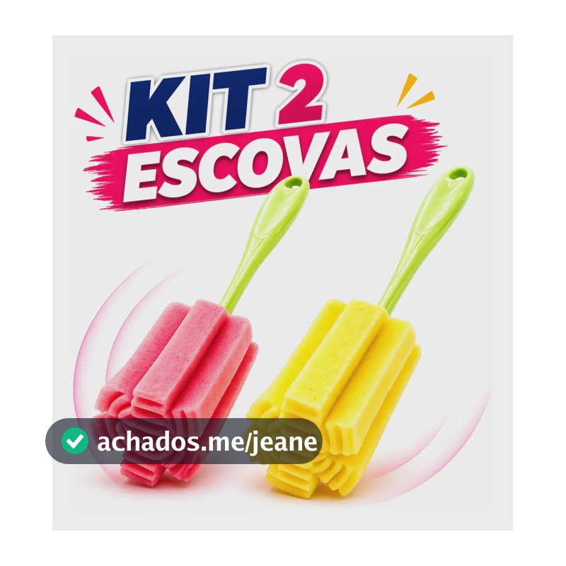 Kit 2 Escova Lava Mamadeira Copo Taça Prática Esponja Macia 2 Escovas