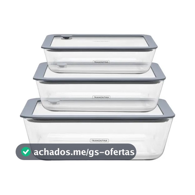 Conjunto De Potes De Vidro Tramontina Vittra Retangulares Com Tampa Hermética De Silicone