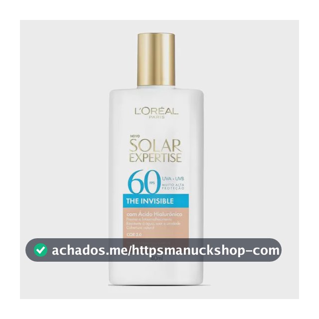 Protetor Solar Facial FPS 60, Textura Aquosa Ultraleve, Proteção Avançada Anti-Idade, Cor 2.0, Expertise The Invisible L’Oréal Paris Solar 40g