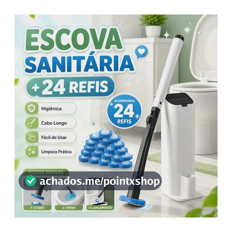 Kit Limpador De Vaso Escova Sanitária 24 Refis Descartavel Branco
