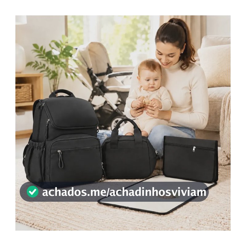 Mochilas para gestantes e bebês Mochila Bolsa Maternidade Térmica Presente Bebê Versão Luxo,bolsa maternidade,saquinho maternidade,Preto