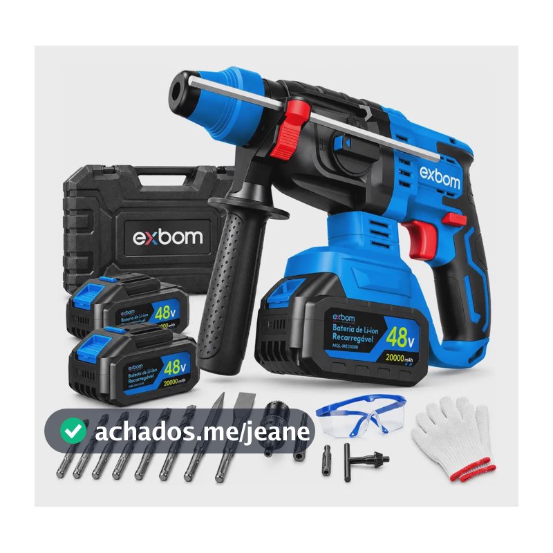 Furadeira Martelete Perfurador Impacto Brushless Bateria Sds Plus Concreto Aço Madeira 2 Baterias
