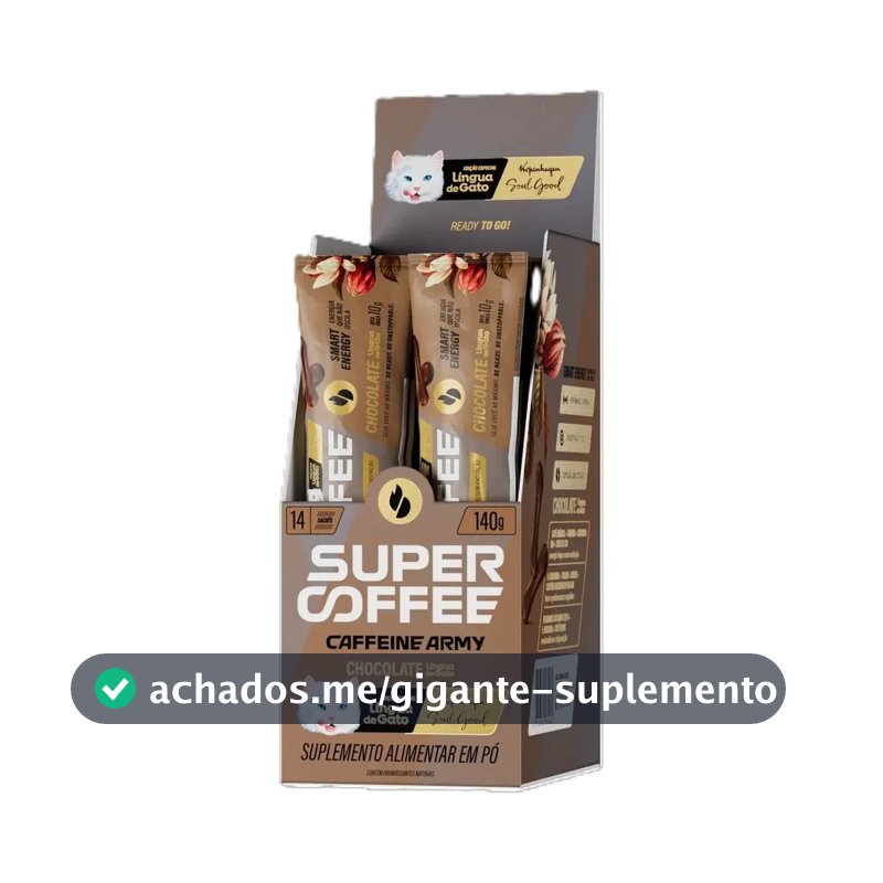 Cafeína Caffeine Army Supercoffee Classic Size em pó sabor Língua de gato x 144g