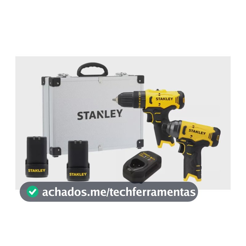 Kit Parafusadeira Furadeira e Parafusadeira de Impacto Stanley SCHI10D2FK Maleta 2 Baterias 1 Carregador