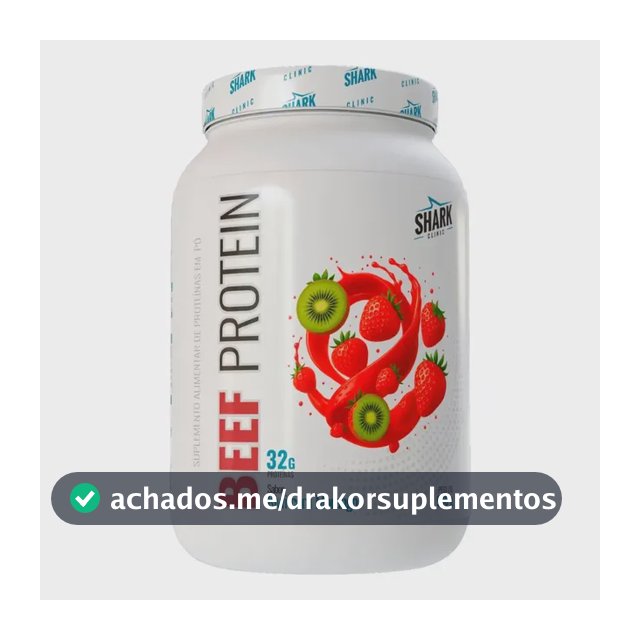 Proteína Shark Pro Beef Isolado Hidrolisado Morango Kiwi em pó x 900g