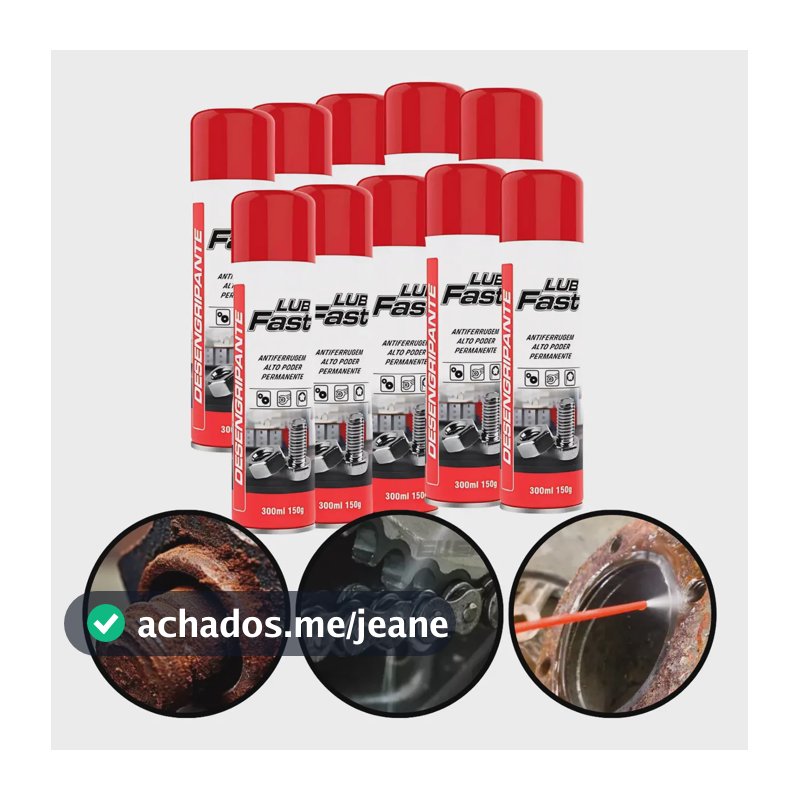 Lubrificante Desengripante Spray Lubfast 300ml Kit 10 Unid Multiuso