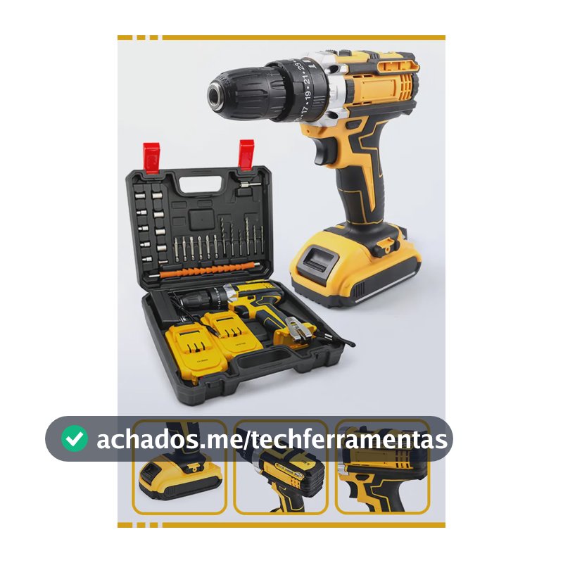Furadeira Parafusadeira de 48V Mackie Ferramentas com 2 Baterias e Maleta