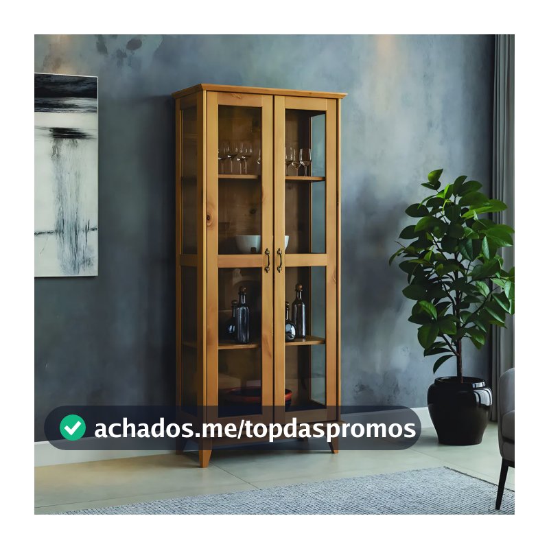 Cristaleira Slim 02 Portas Vidro Bella Carvalho Wt