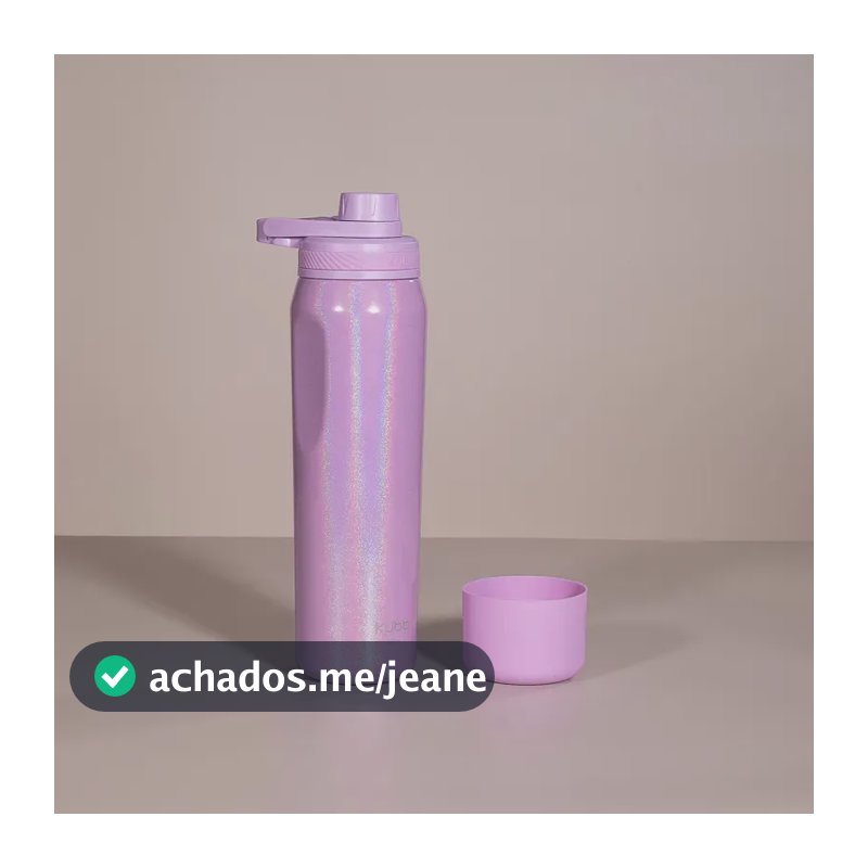 Garrafa Térmica Hydra K2 Rainbow 650ml Kubb em Aço Inox Com Protetor de Silicone Perolada Holográfica Parede Dupla com Isolamento à Vácuo Mantém Quente 12H e Fria 24H Tampa Rosqueável Cor Lilás