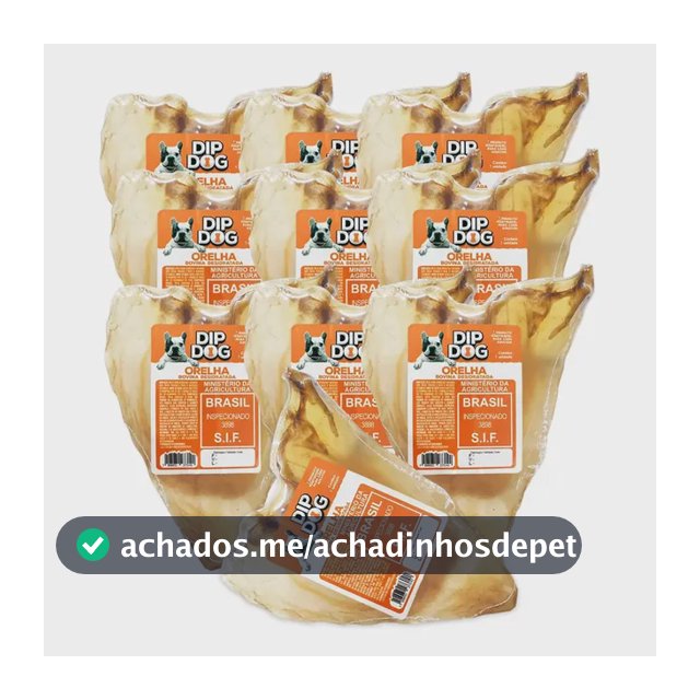 Kit 10 Mordedores Orelha Bovina Natural Pra Cachorro Dip Dog Natural