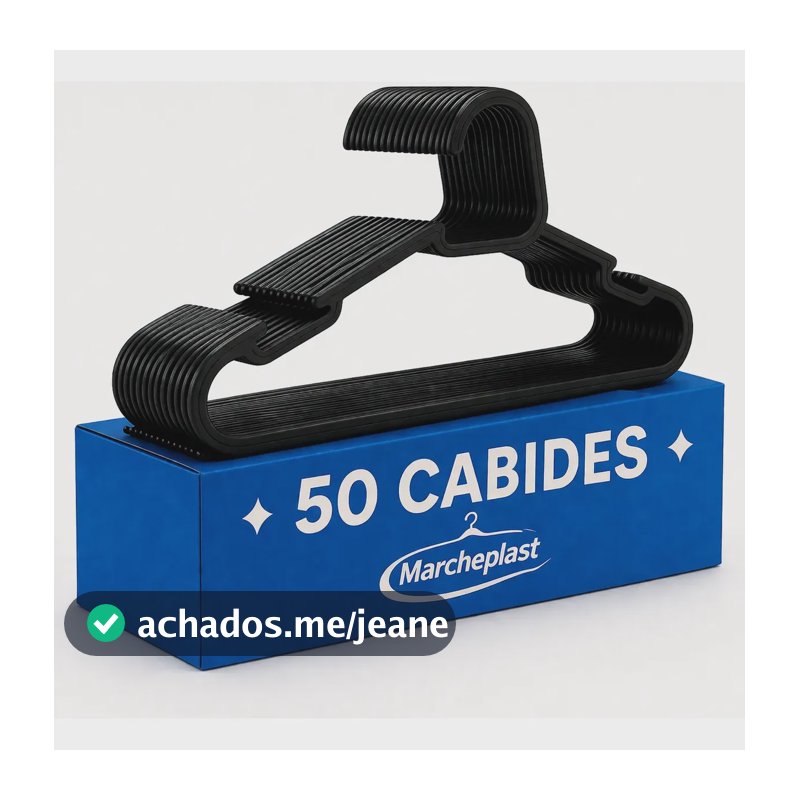Kit 50 Cabide Adulto Preto Organizador Roupa Reforçado