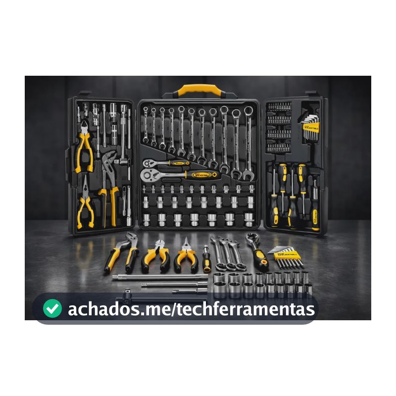 Kit Ferramentas C/ Maleta 110 Peças Mecânica Profissional Preto