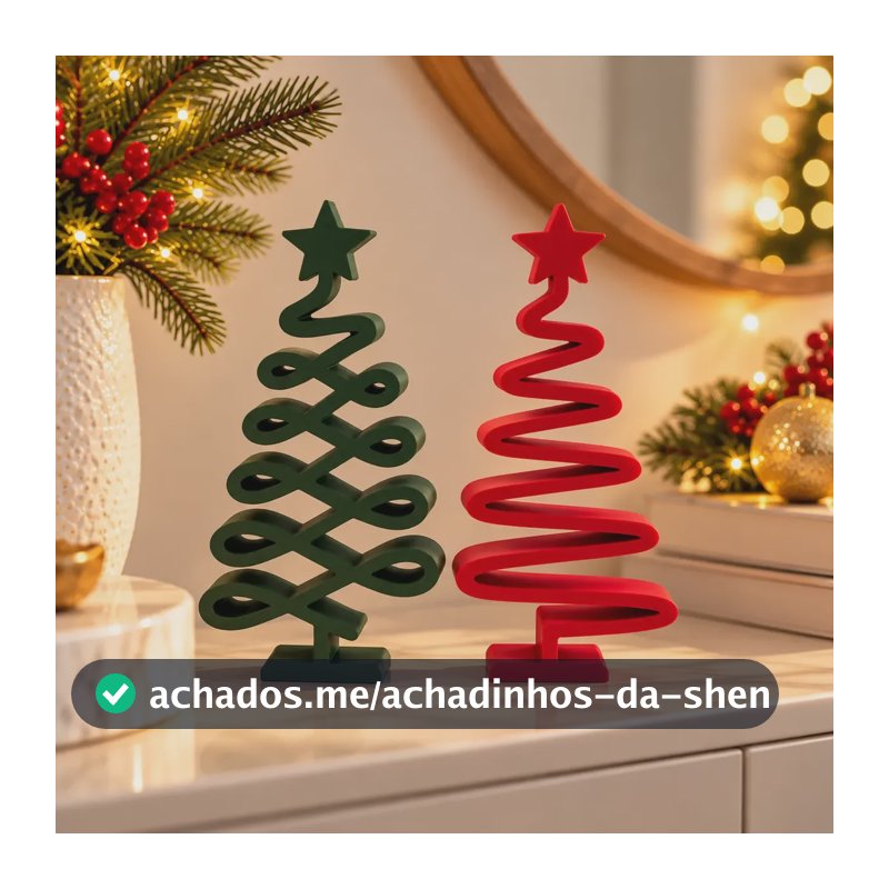 Kit 2 Árvores De Natal Decorativas Moderna Mesa Sala Rack Vermelho E Verde
