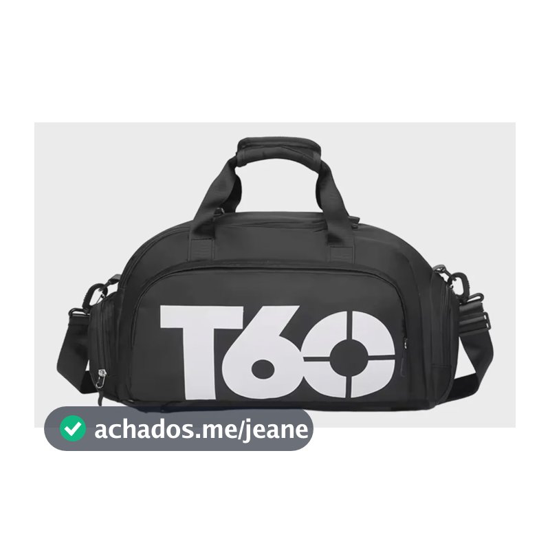 T60 Bolsa Academia Transversal Com Compartimentos Preto Liso