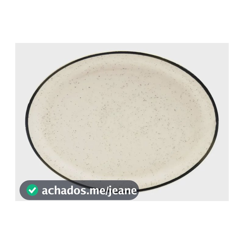 Travessa Rasa Gourmet Pró 30,5x24cm Brisa Oxford Off White e Marrom