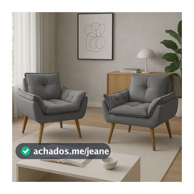 Kit 2 Poltrona Decorativa Opala Sala De Estar Recepção Suede