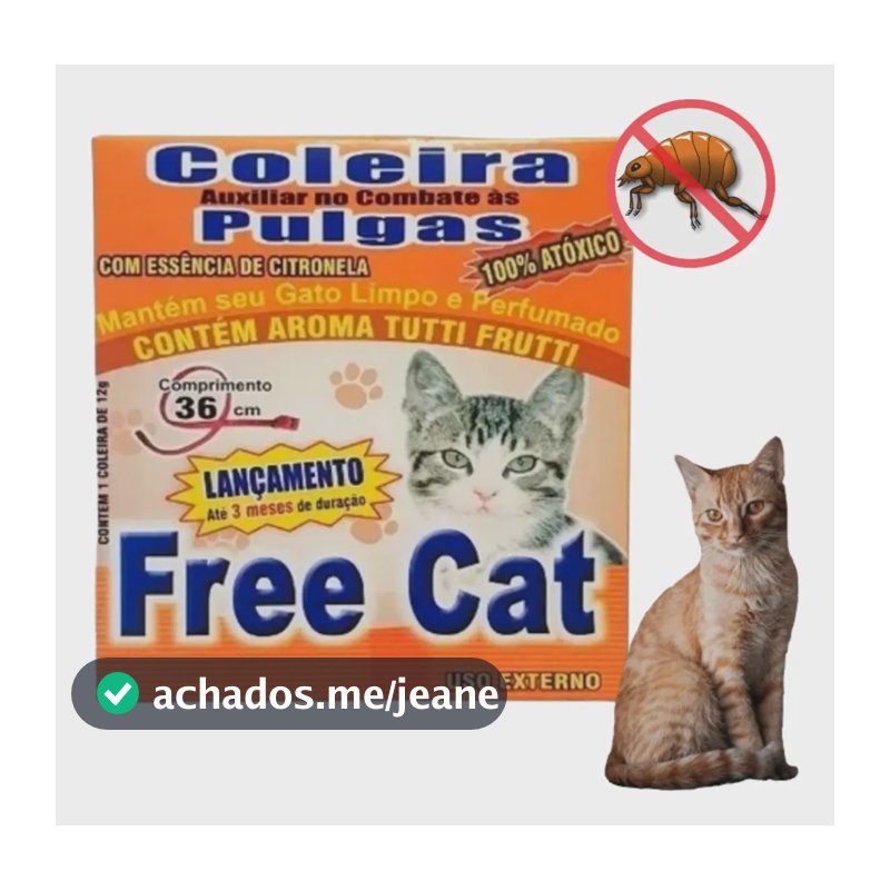 Coleira Anti Pulga Gato Free Cat - Duração Até 3 Meses
