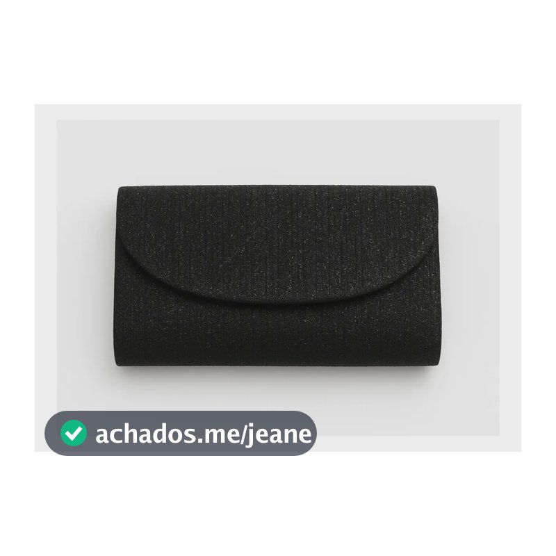 Bolsa Clutch para Festa Brilho e Glitter Feminina com Alça Removível Preta