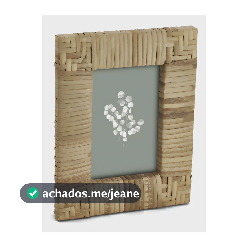 Porta Retratos Mart Rattan e MDF 22,5x17cm Foto 10x15cm Design Rústico