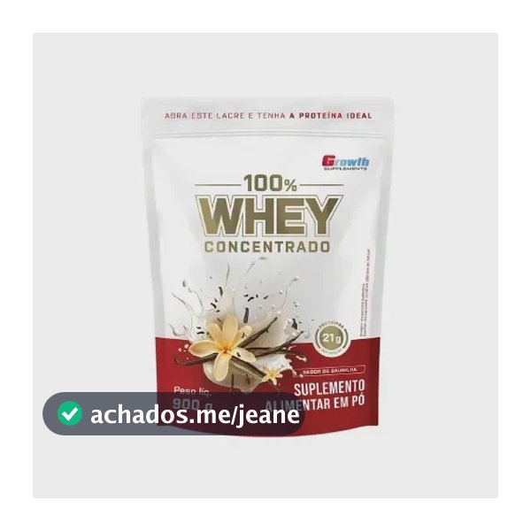 100% Whey Concentrado 900g Growth Supplements Baunilha