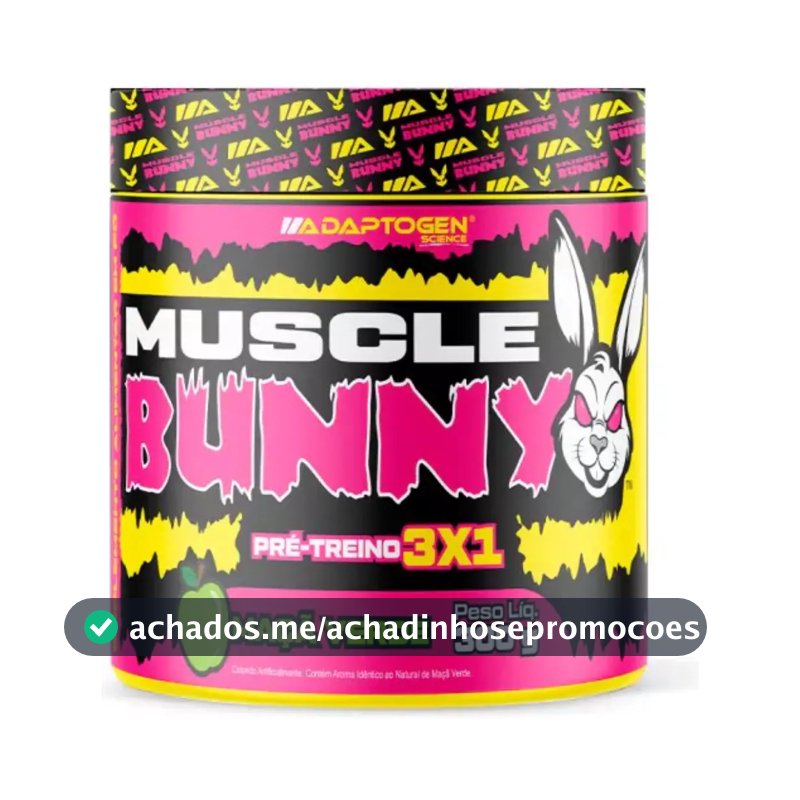 Pré Treino Muscle Bunny C/300g - Adaptogen Sabor Maçã Verde