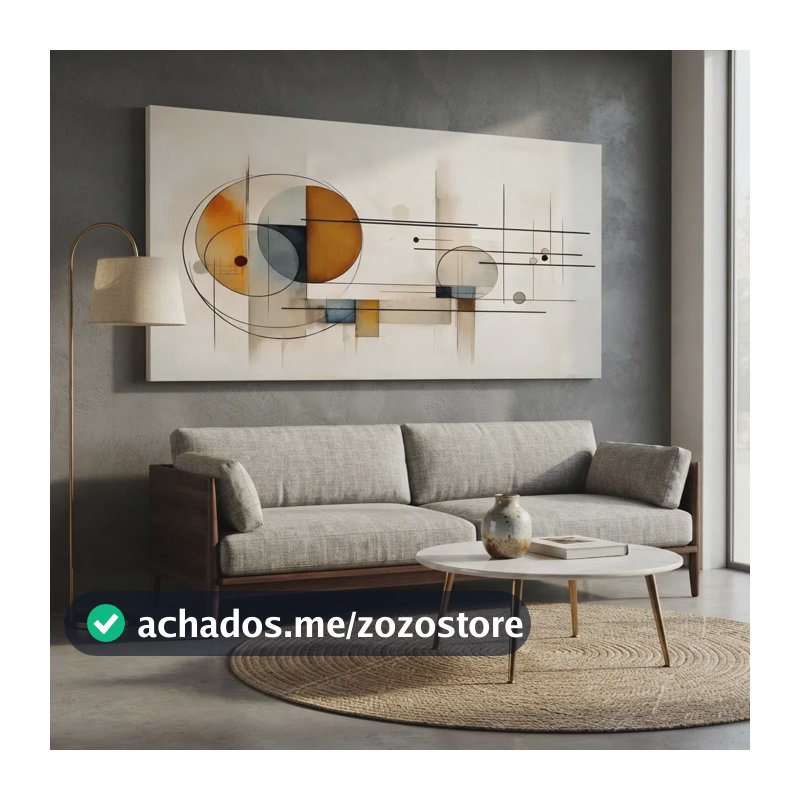 Quadro Para Sala Quarto Formas Geométricas 130x70 Colorido Impresso Nas Laterais 3cm